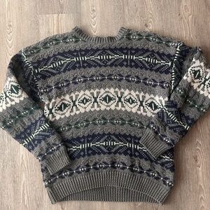 GAP Men's Multicolor Patterned Crewneck Sweater